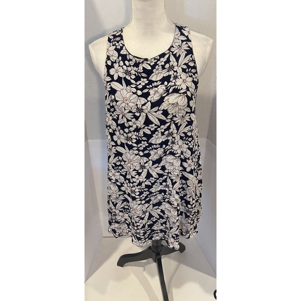 women s forever 21 contemporary Sleevless Floral Dress - Navy And White - Size M